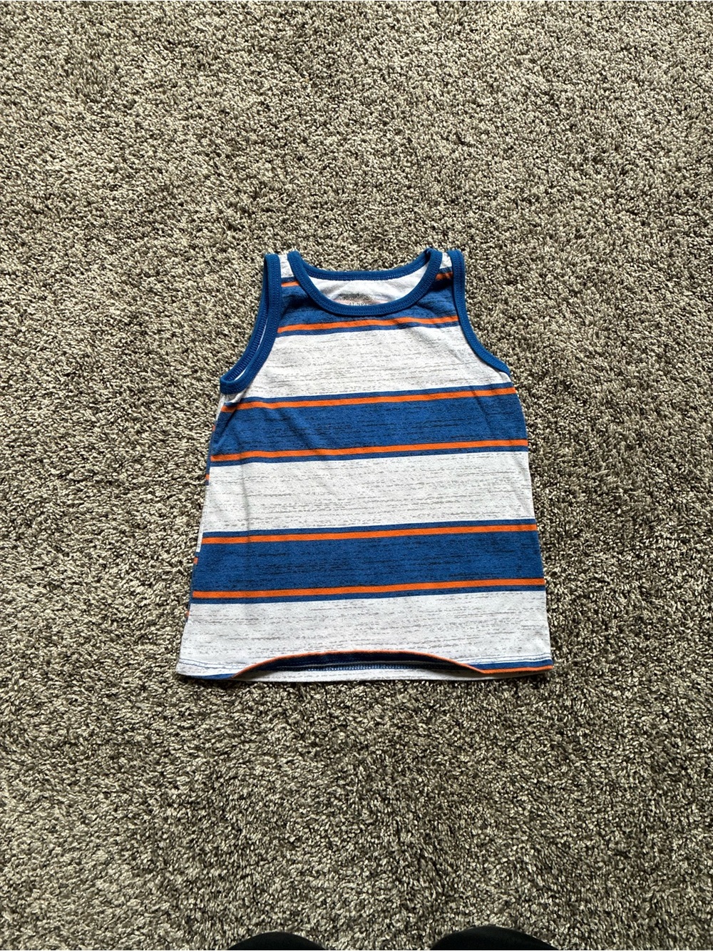 Garanimals Toddler Boy Blue, White and Orange Striped Tank Top, Size 4T